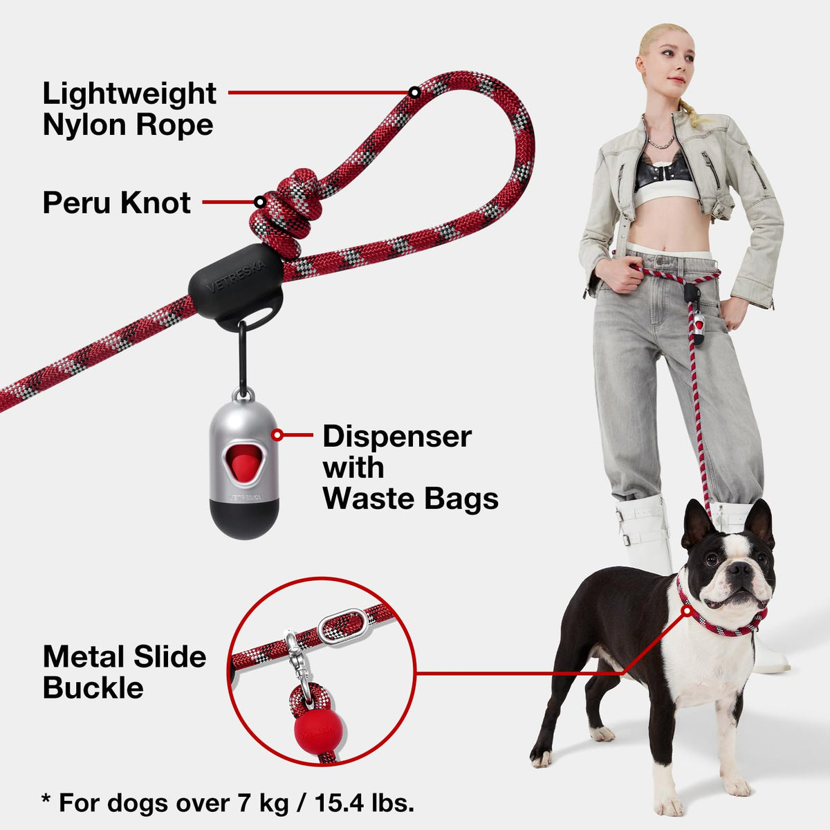 Hands Free Red Dog Leash (Circuit Red)