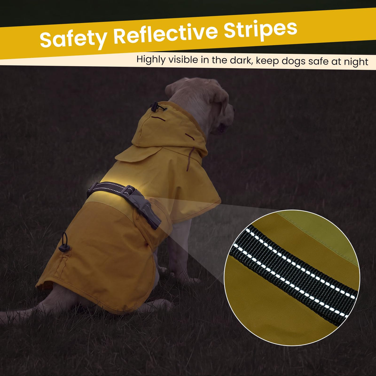 Dog Raincoat Waterproof Rain Jacket with Hood (L(Back Length16.9") / Yellow)