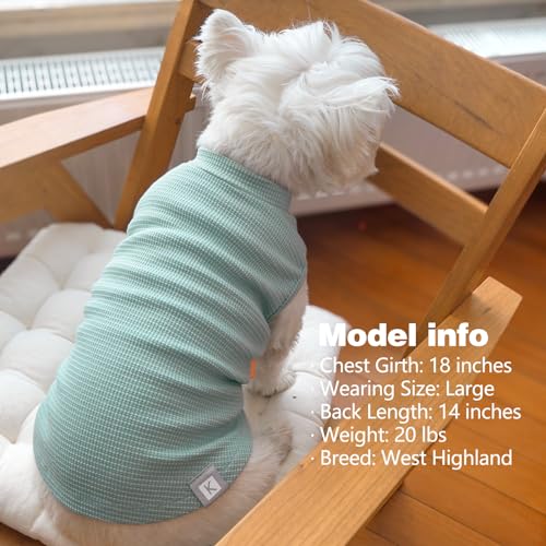 2Pack Waffle Dog Shirt for Small Dogs Striped Dog Sweater Tank Top (Large (12-18lbs) / 2Pack(Green+Striped))