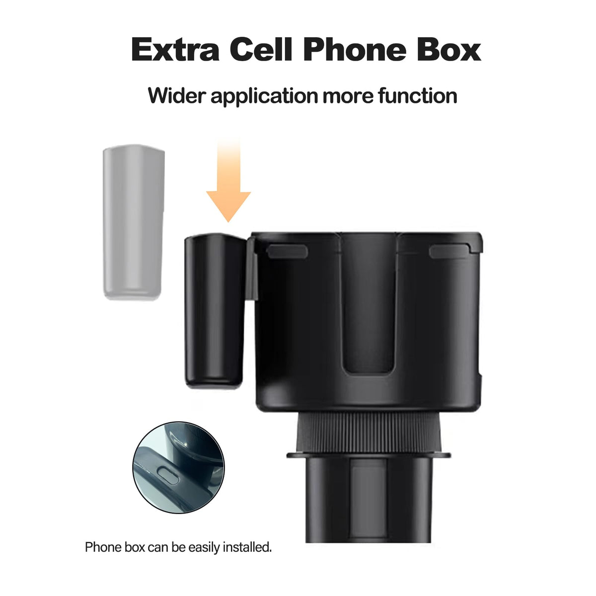 2-in-1 Car Cup Holder Expander with Phone Holder, Universal Cup Holder Adapter, Fits Yeti 14/24/36/46oz, Hydroflask 32/40oz & Large Water Bottles, Adjustable Base Fits Tesla, Truck, RV, SUV (Max)