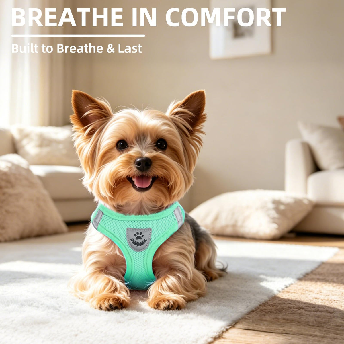 Dog Harness Collar and Leash Set No Pull for Small Medium Sized (Solid Green / S (CHEST 14.5"-16"))
