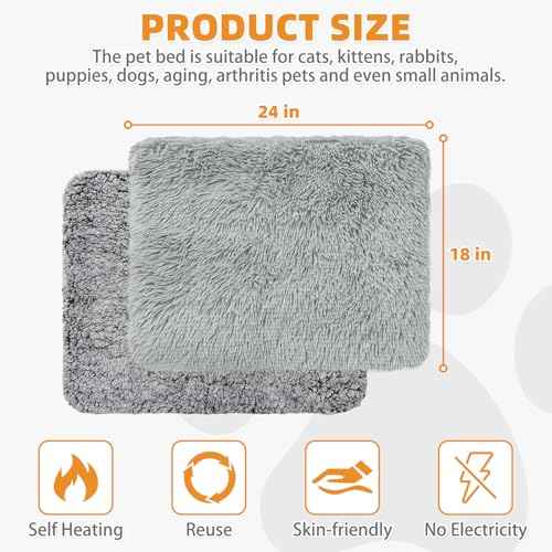 Self Warming Cat Bed (18*24in / Light&Dark Grey)