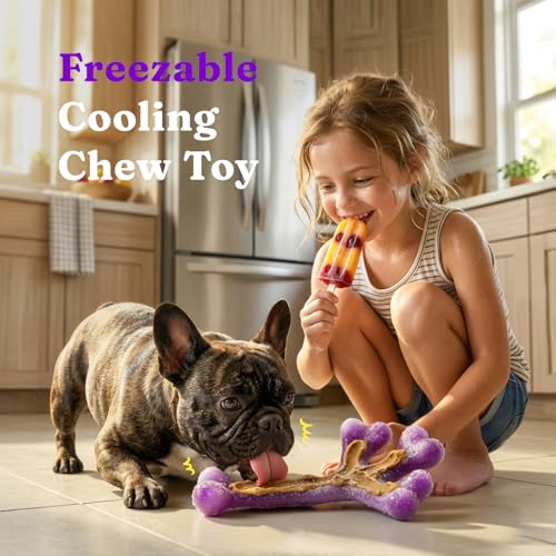 2 Pack Tough Dog Chew Toys for Aggressive Chewers (Green & Purple-2-Pack)