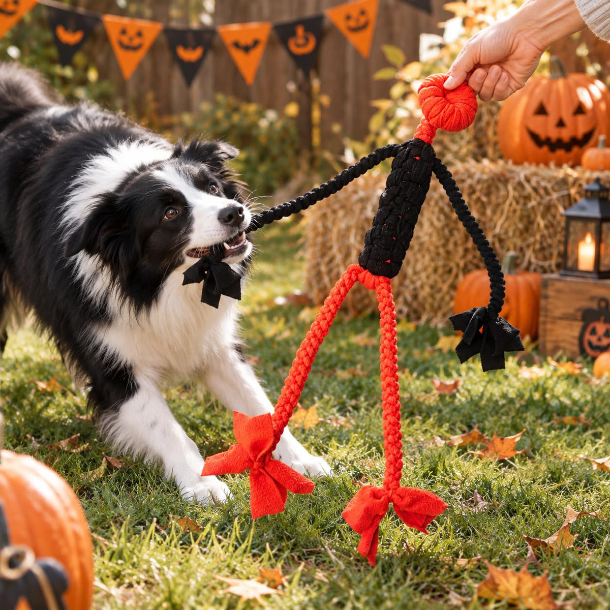 Halloween Scarecrow Braided Fleece Dog Tug Toy (Halloween Style)