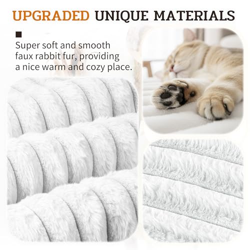 4Pcs Soft Plush Fluffy Self Warming Thermal Pet Mat for Dogs and Cats (Creamy White / X-Large (45'' X 28'' X 1''))