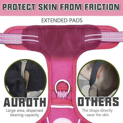 Dog Harness for Large Dogs (Rose Red / L(Neck:18-29",Chest:24-37"),45-80 lbs)