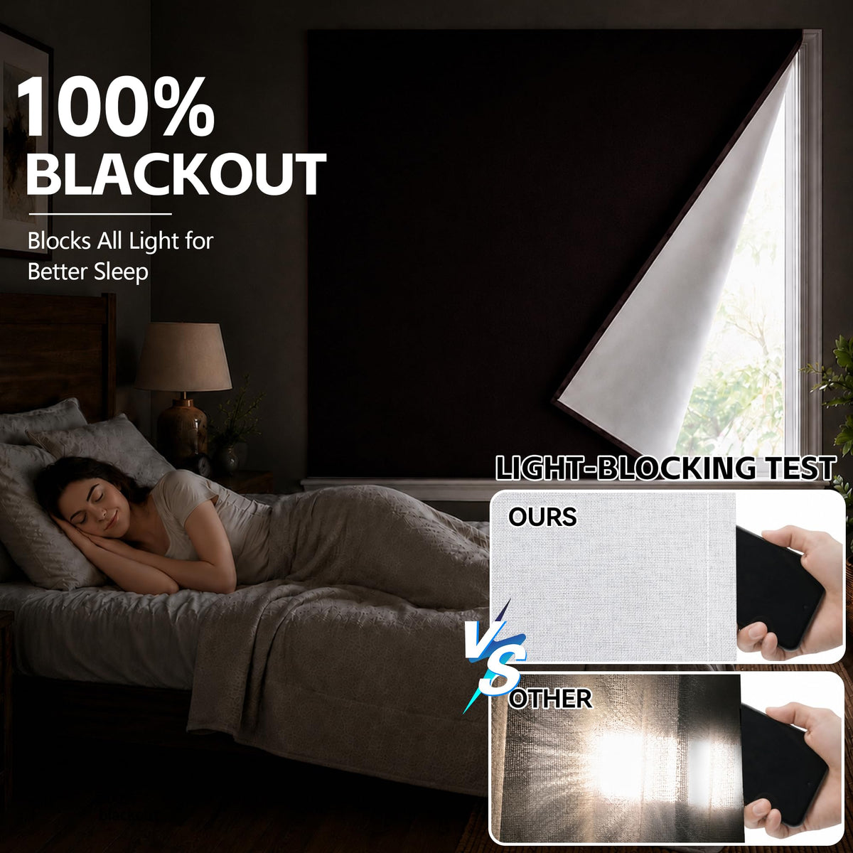 Adhesive Blackout Curtains for Blinds (White / 52"W x 84"H)