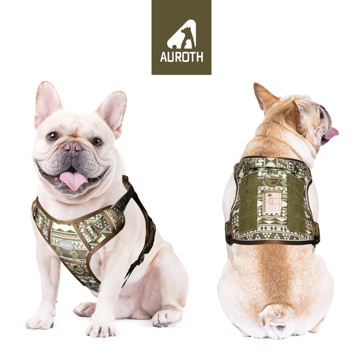Dog Harness for Small Medium Dogs (Tribal Patterns-Green / S(Neck:14-21",Chest:20-31"),18-35 lbs)