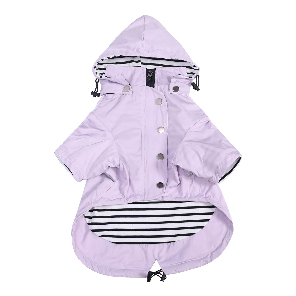 Dog Zip Up Raincoat with Reflective Buttons (Medium / Purple)