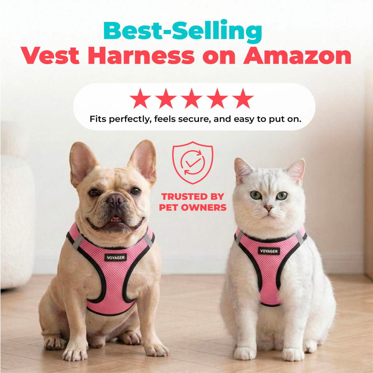 Voyager Step in Air Dog Vest Harness (Pink/Black Trim / XS (Chest: 13 - 14.5"))