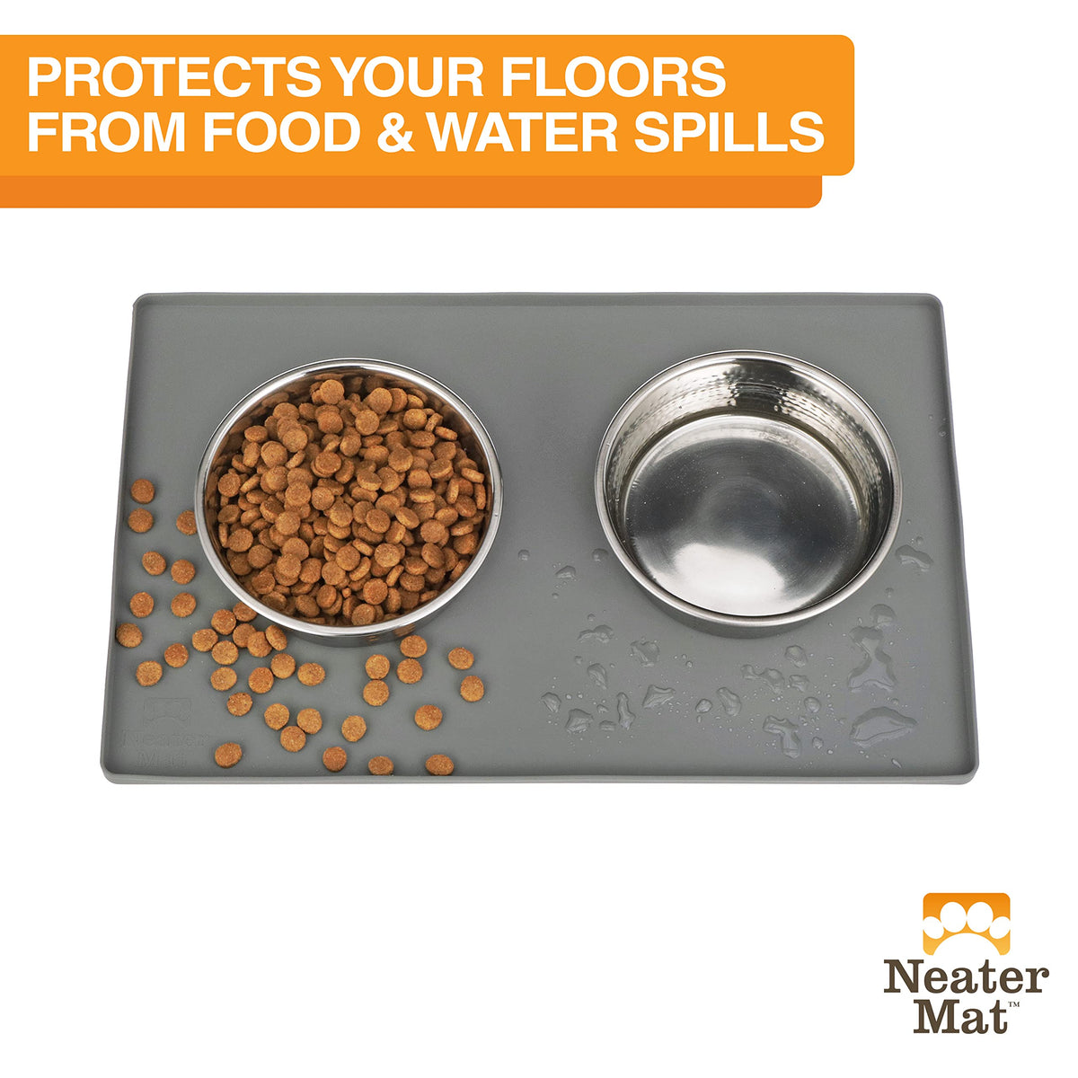 Neater Mat Pet Mats for Food and Water (32"L x 24"W / Gunmetal)