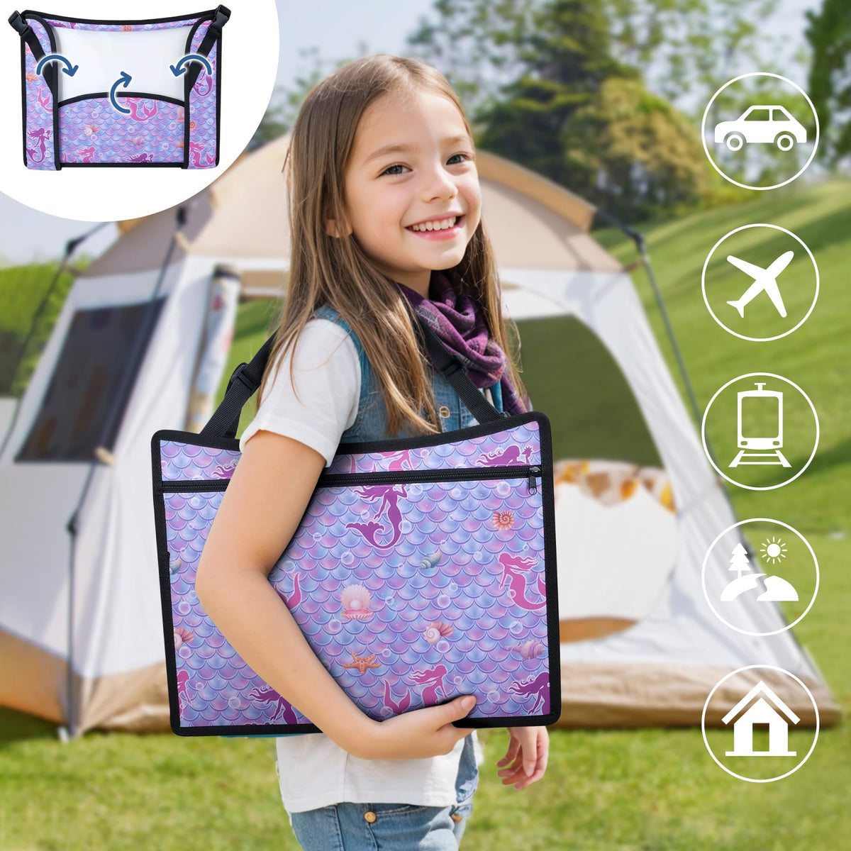 Kids Travel Tray for Toddler Car Seat (Mermaid)