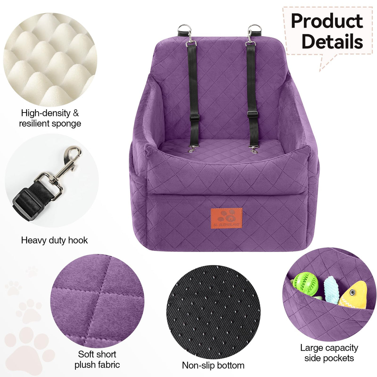 Dog Car Seat for Small (Purple)