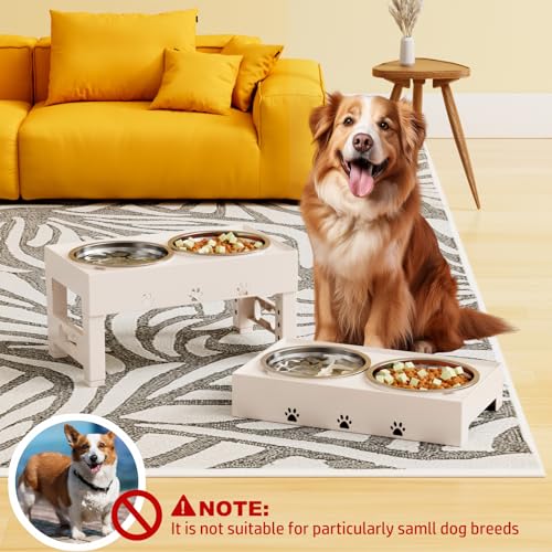 Elevated Dog Bowls with 2 Stainless Steel Bowls (For Medium Large Dogs / Apricot)