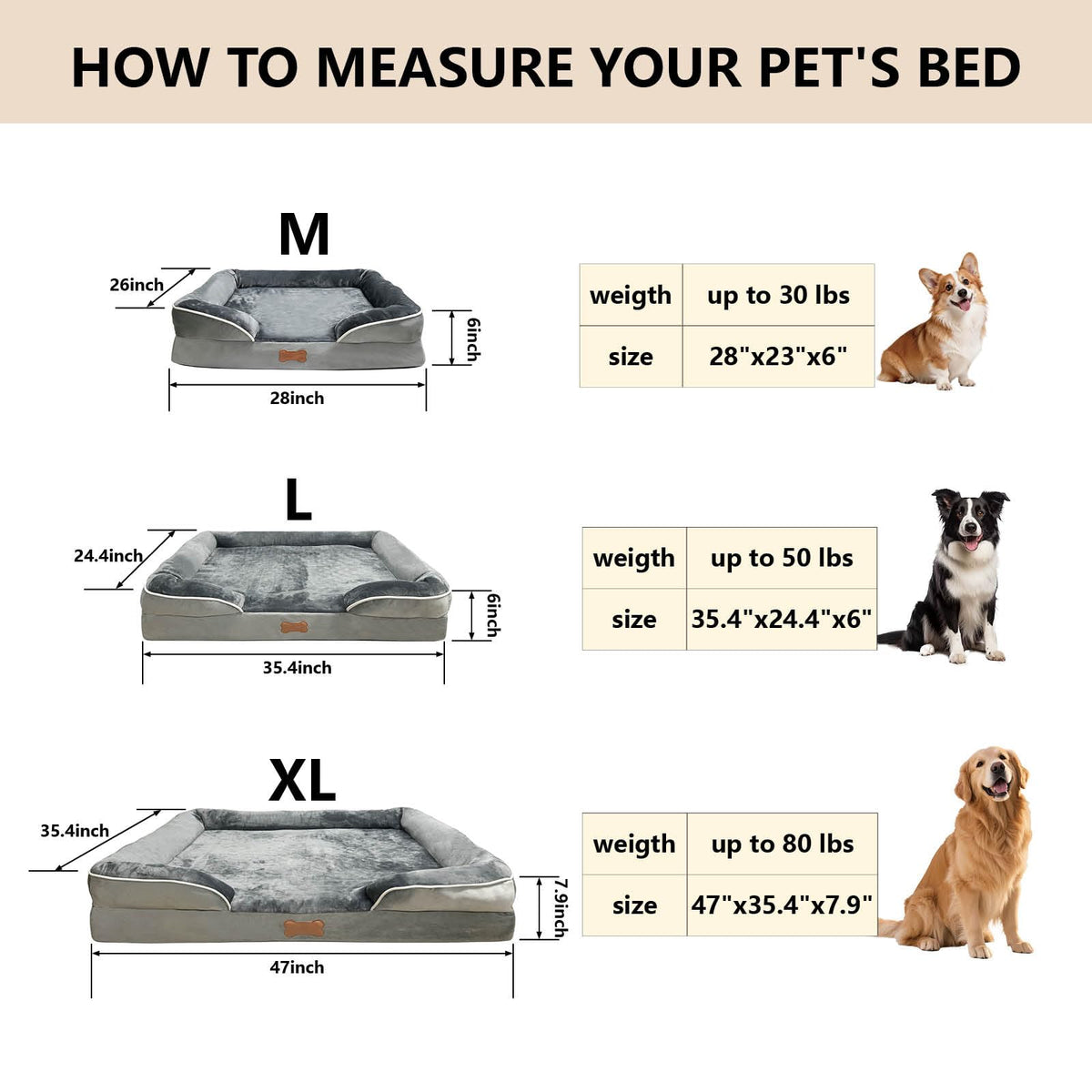 Orthopedic 3 Sided Dog Bed (X-Large)