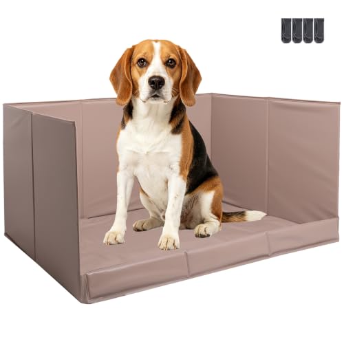 Dog Litter Box with High Walls (Warm gray / M-36''Lx23.6''Wx16''H)