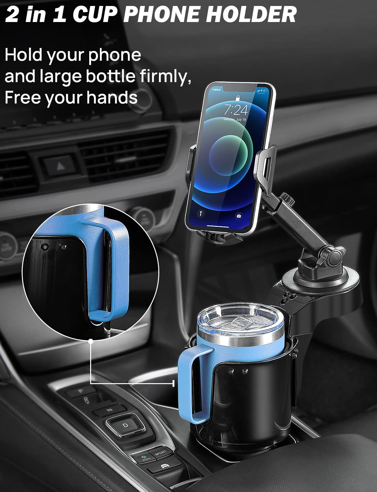 Cup Holder Phone Mount for Car (black)