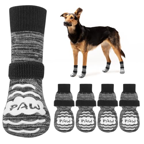 Dog Socks Shoes for Hot Pavement to Prevent Licking Paws (Paw Gray / Large (Paw Width: 3"))