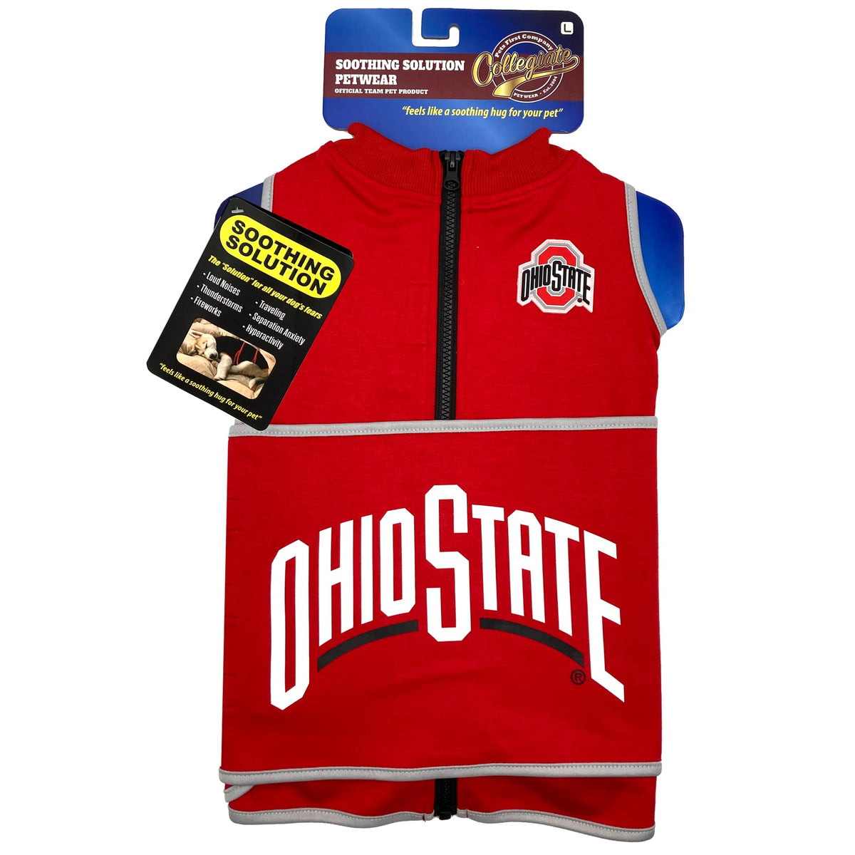 NCAA Ohio State Buckeyes Dog Anxiety Shirt Calming Soothing Vest (Extra Small / Ohio State Buckeyes)