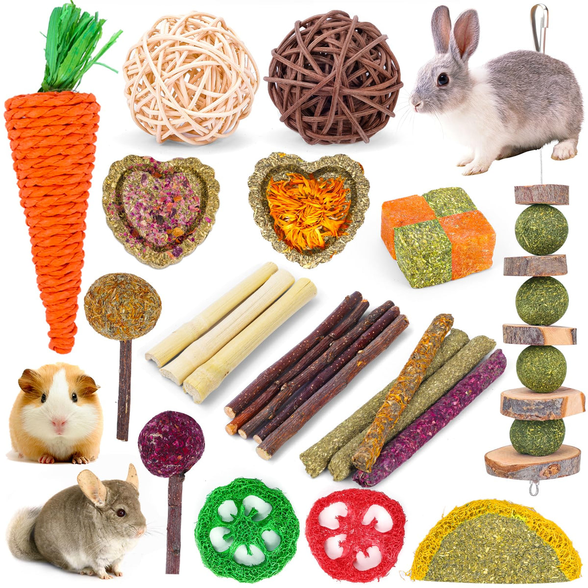 Bunny Toys for Rabbits Hamster (24Pack-Set)