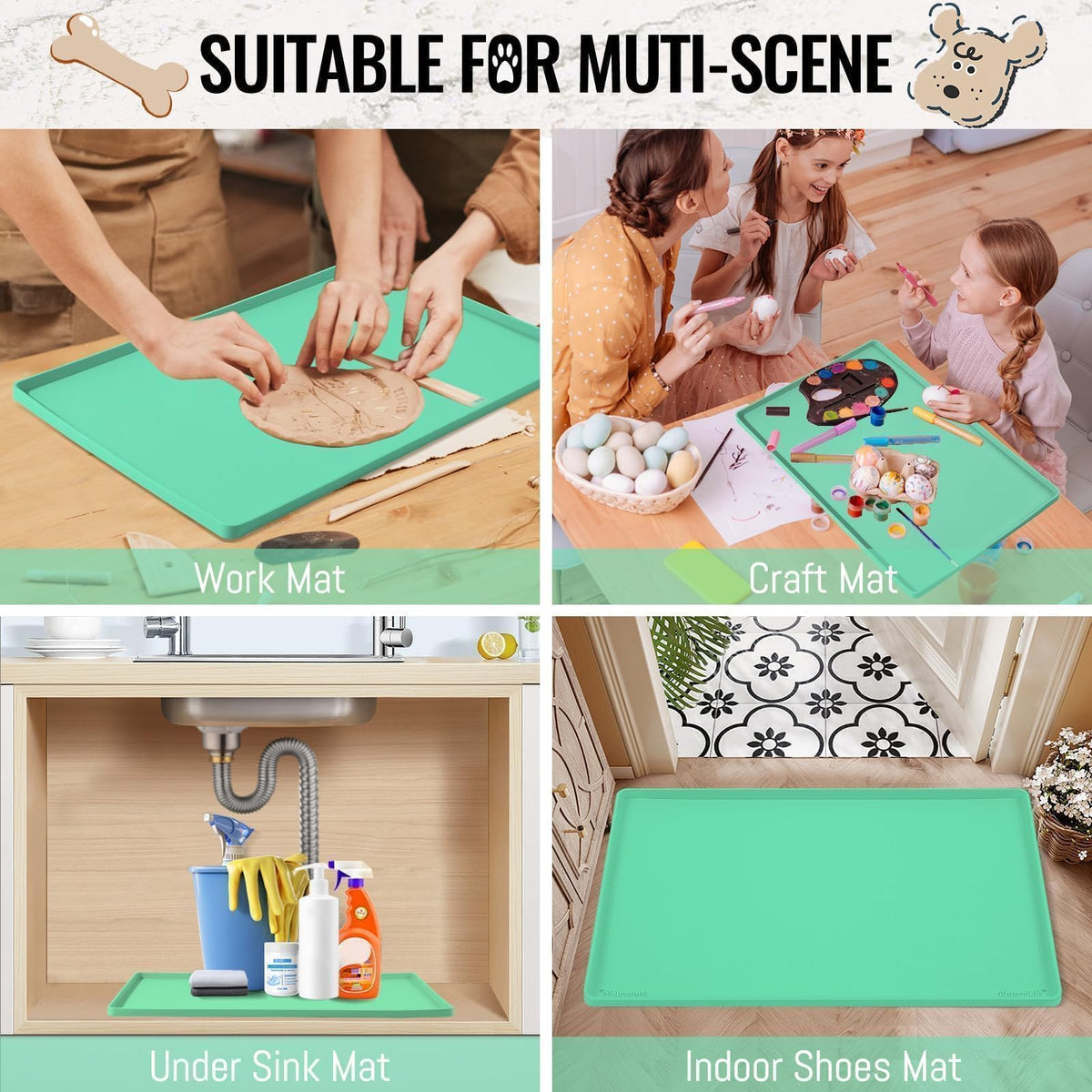 Dog & Cat Food Mat (Green / 24"L x 16"W)