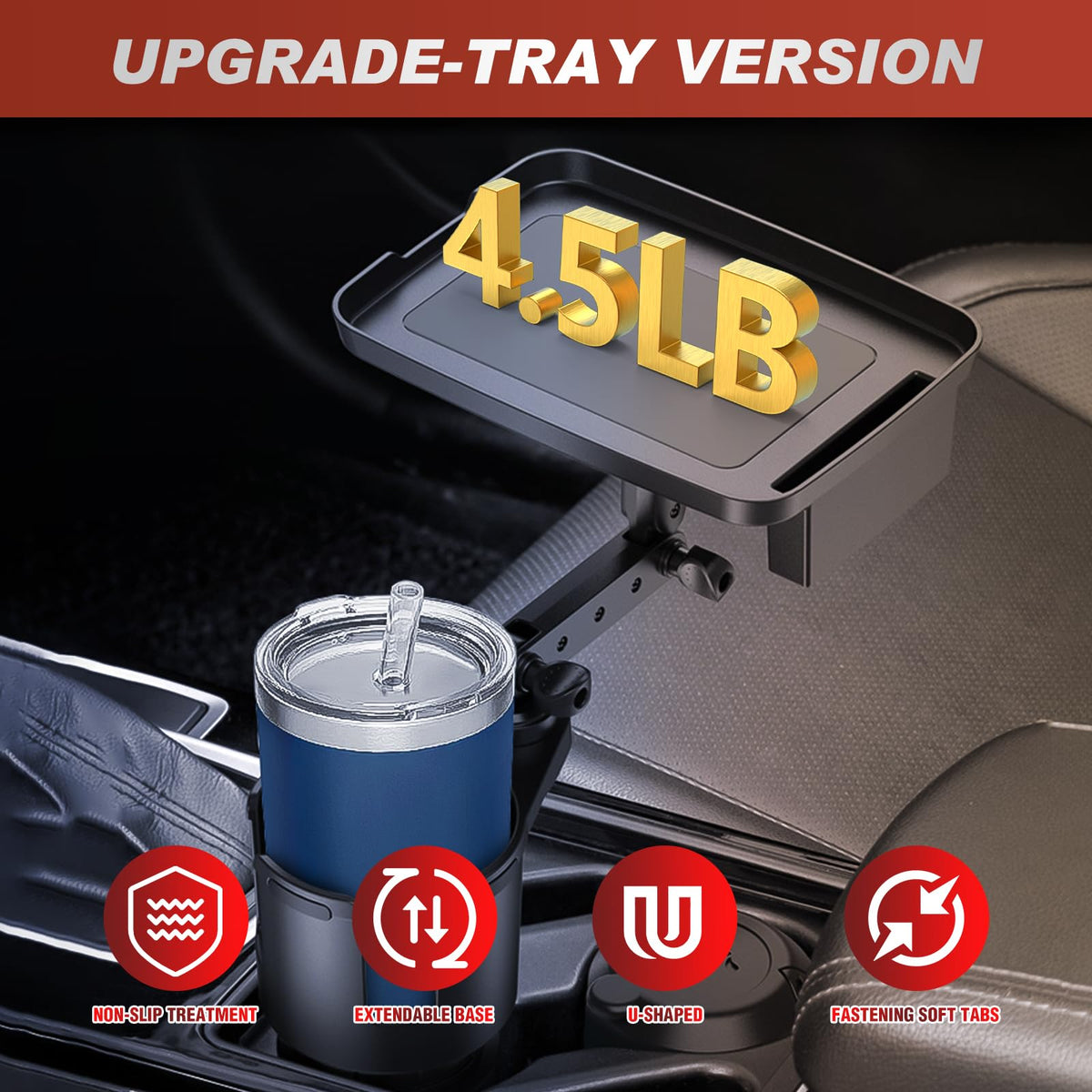 Cup Holder Expander for Car (Cup Holder+Tray)