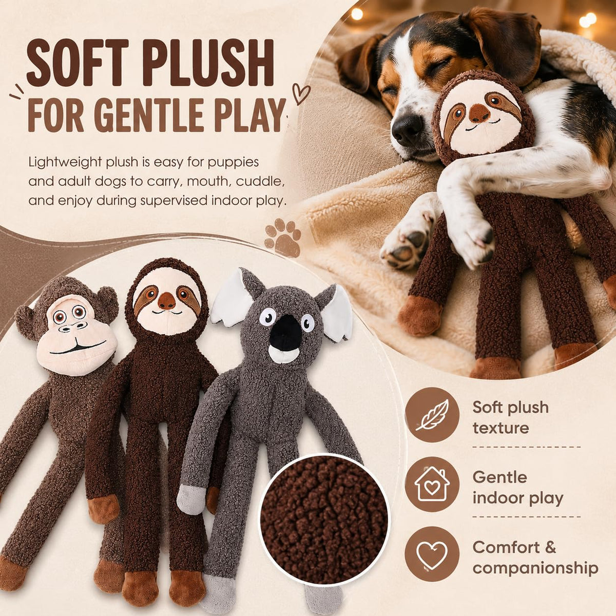 No Stuffing Dog Toys (monkey)