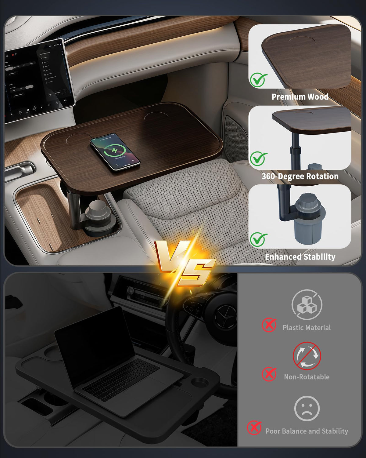 Car Desk for Laptop (Walnut)