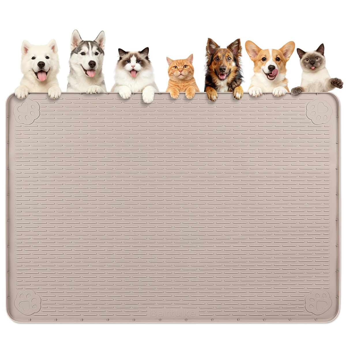 Dog Food Mat 70''x45'' Extra Large Dog Mat for Food and Water (70"L x 45"W / Khaki)