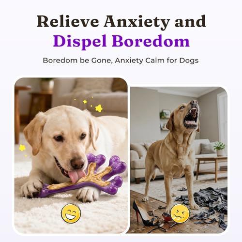 2 Pack Tough Dog Chew Toys for Aggressive Chewers (Green & Purple-2-Pack)