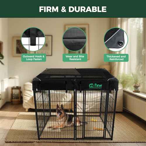 Homeplus Indoor Dog Playpen with Mesh Top Cover (Black / 45"H)