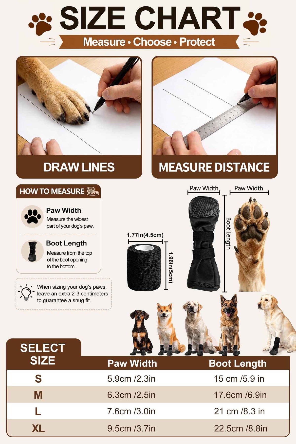 Dog Paw Wound Recovery Boot Kit with Self (L)