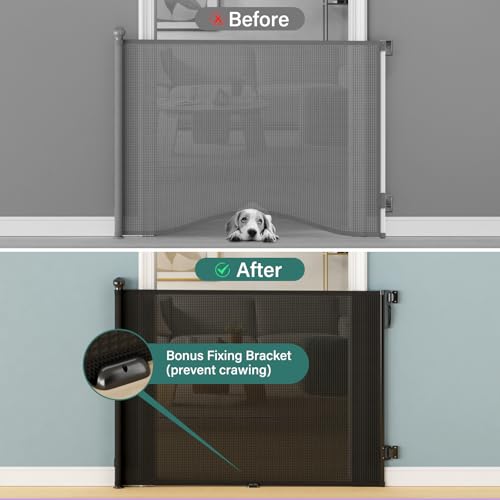 Retractable Baby Gate for Stairs (Black / 72" Wide x 34" Tall)