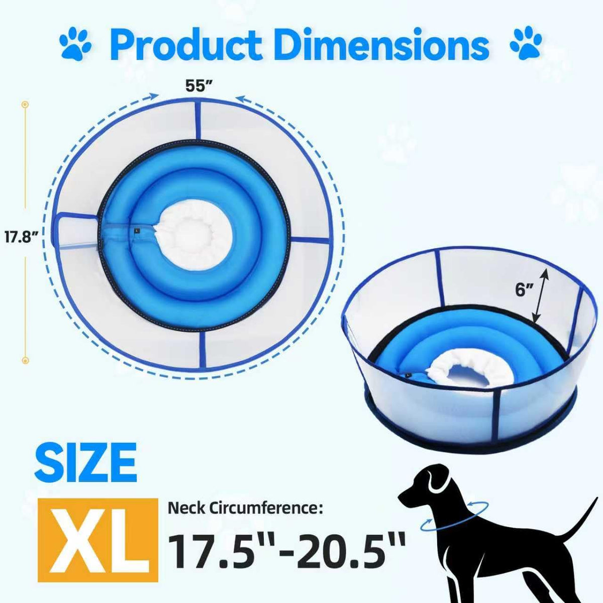 Inflatable Dog Cone Collar (Extra Large / Blue)