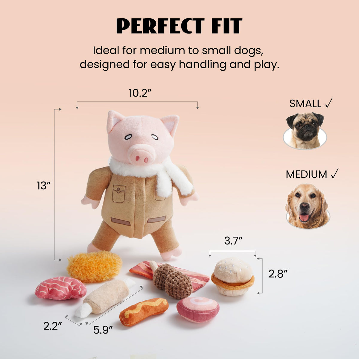 Stuffed Pig Dog Toys (Pilot Pig)