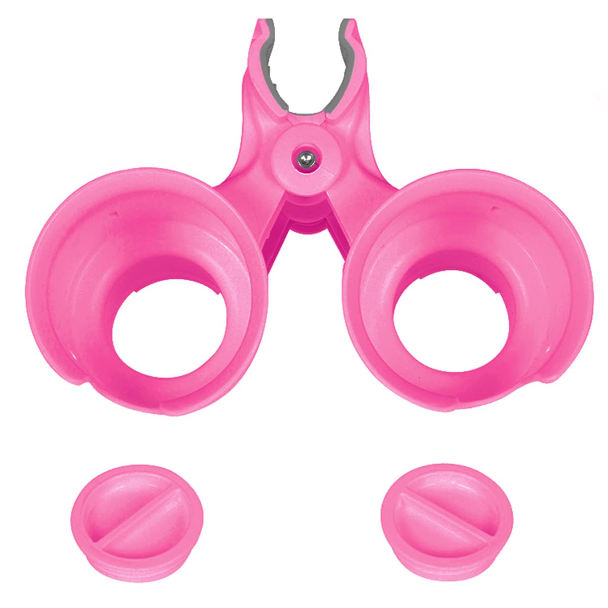 Hot Pink EZ-Spring), Patented Clamp On Boat Cup Holder |Multifunction Dual Drink Caddy for Fishing Poles, Tools, Net |Portable Storage for Boating, Beach, Umbrellas, Golf Carts, Strollers (Hot Pink / EZ-Spring)