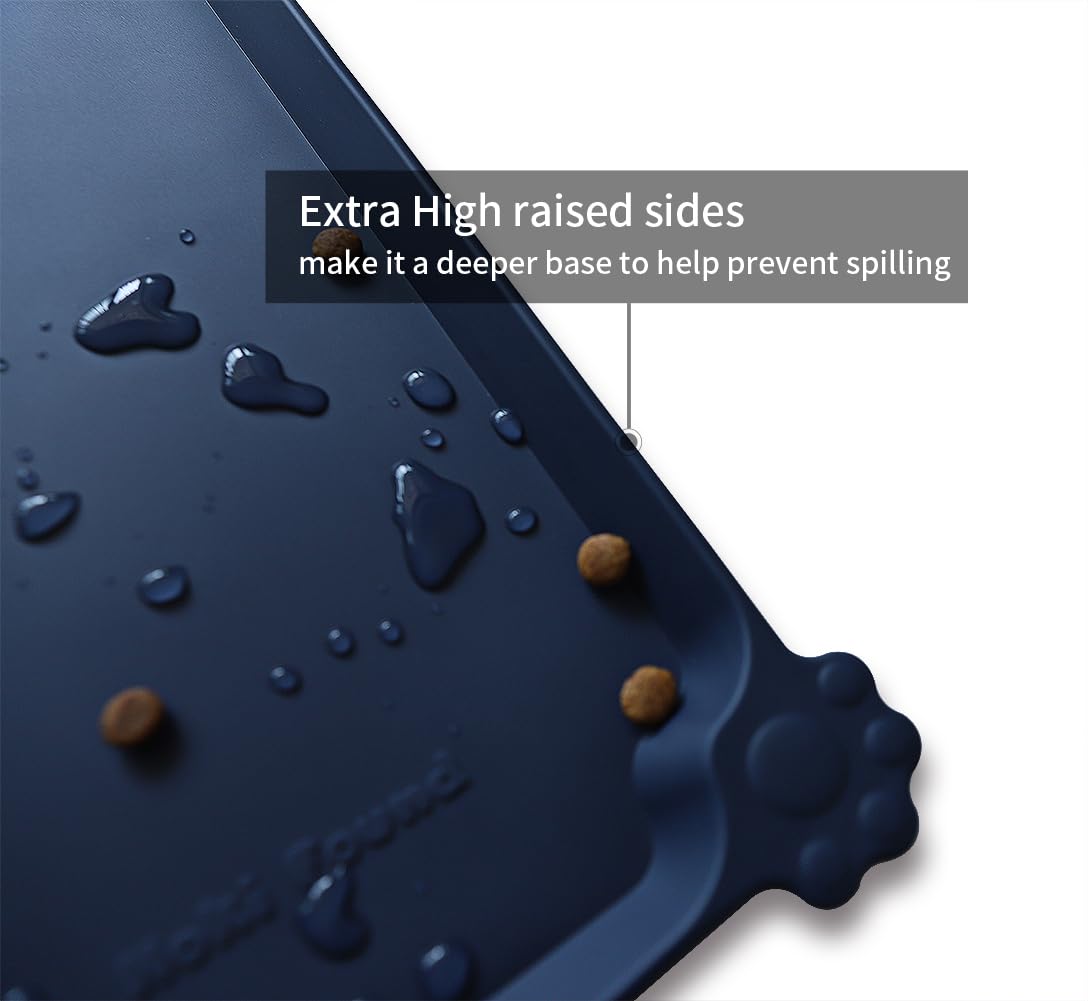 Silicone Pet Food Mats Tray (19" x 12" / French Navy)
