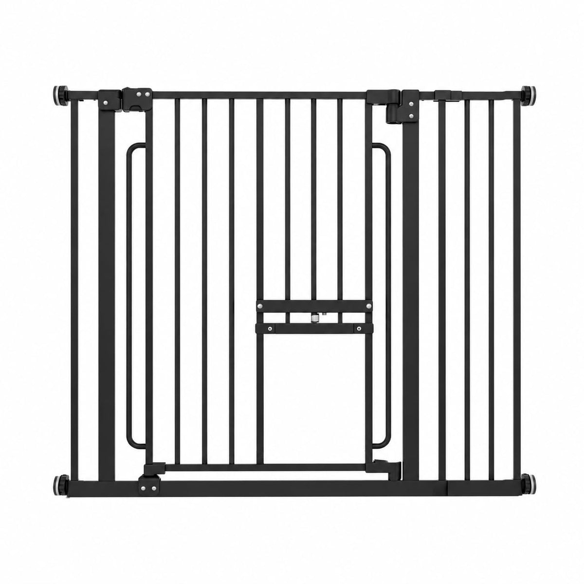 Pet Gate with Cat Door (Black / 29.5-37"Wide,30"Tall)