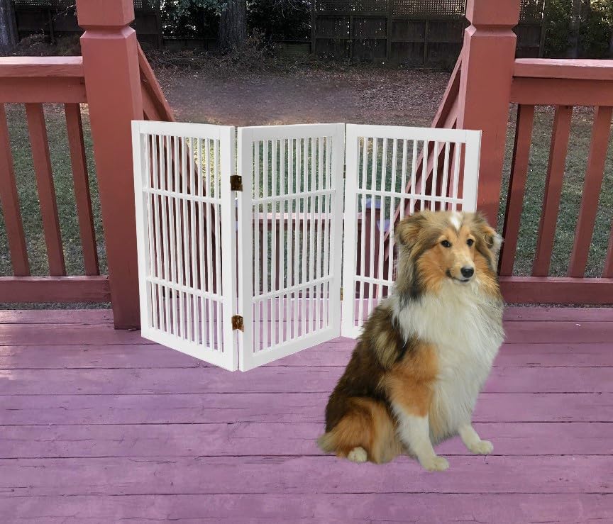 Pet Dog Gate Freestanding (3 Panel 30" Tall / White Pet Gate)