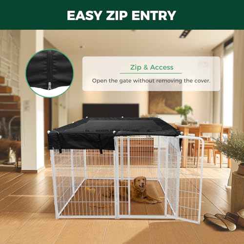 Homeplus Indoor Dog Playpen with Mesh Top Cover (White / 40"H)