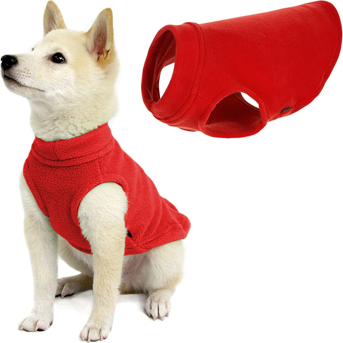 Stretch Fleece Vest Dog Sweater (X-Small Length (7") / Red)