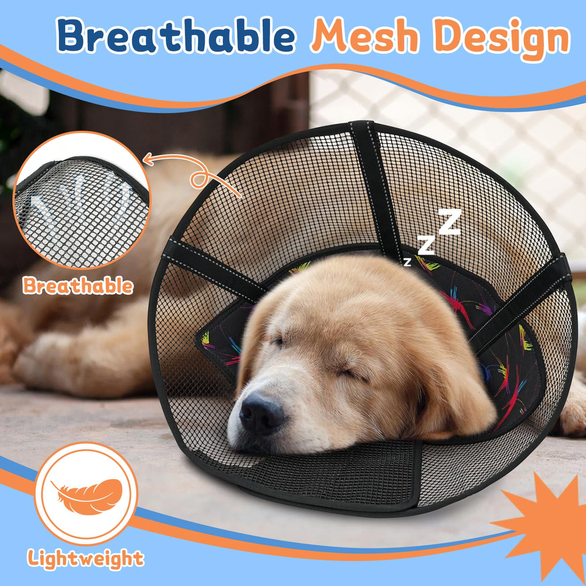 Dog Cone Collar Soft to Stop Licking Surgery Recovery Alternative (Colorful / L(Depth: 9.8in, Girth: 13.9-17.3in))