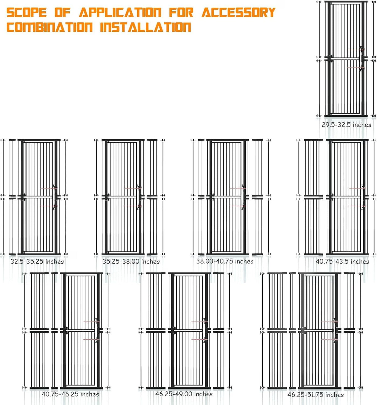74.8" Extra Tall Pet Gate for Cats (Black / 74.8" Tall, 29.5-51.6"BWide)