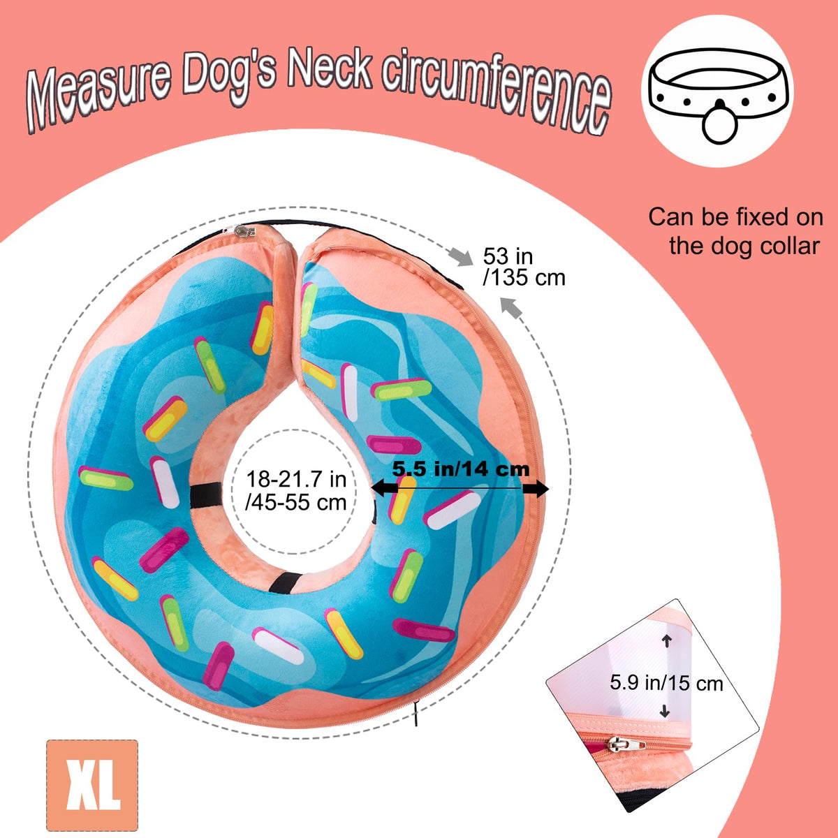 Inflatable Dog Cone Collar with Enhanced Anti (X-Large / Donut Blue)