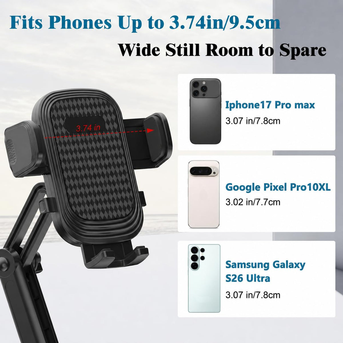 2-in-1 Cup Holder Phone Mount, Adjustable Phone Cup Holder for Car (1 Pack)