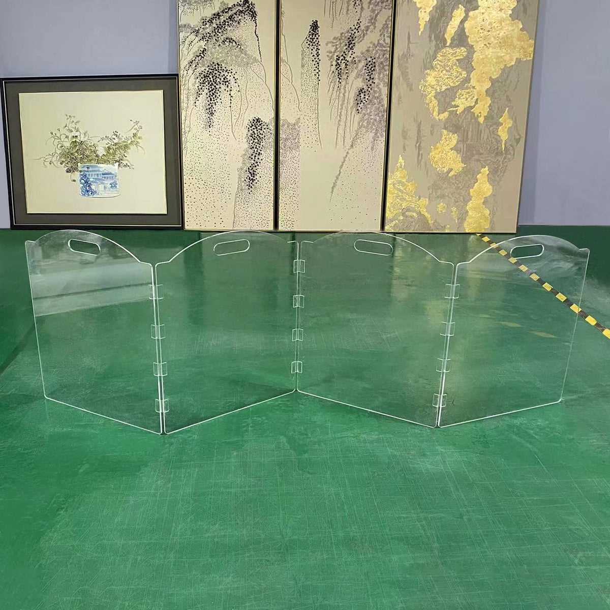 Clear Acrylic Freestanding Dog Gates for the House (4 Panel - 80''W x 24''H)