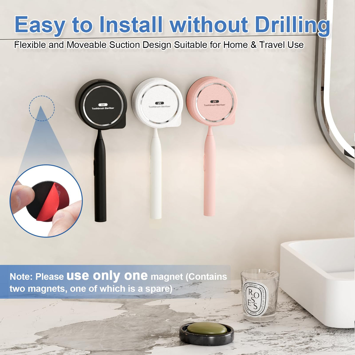 UV Toothbrush Sanitizer Holder (Black)
