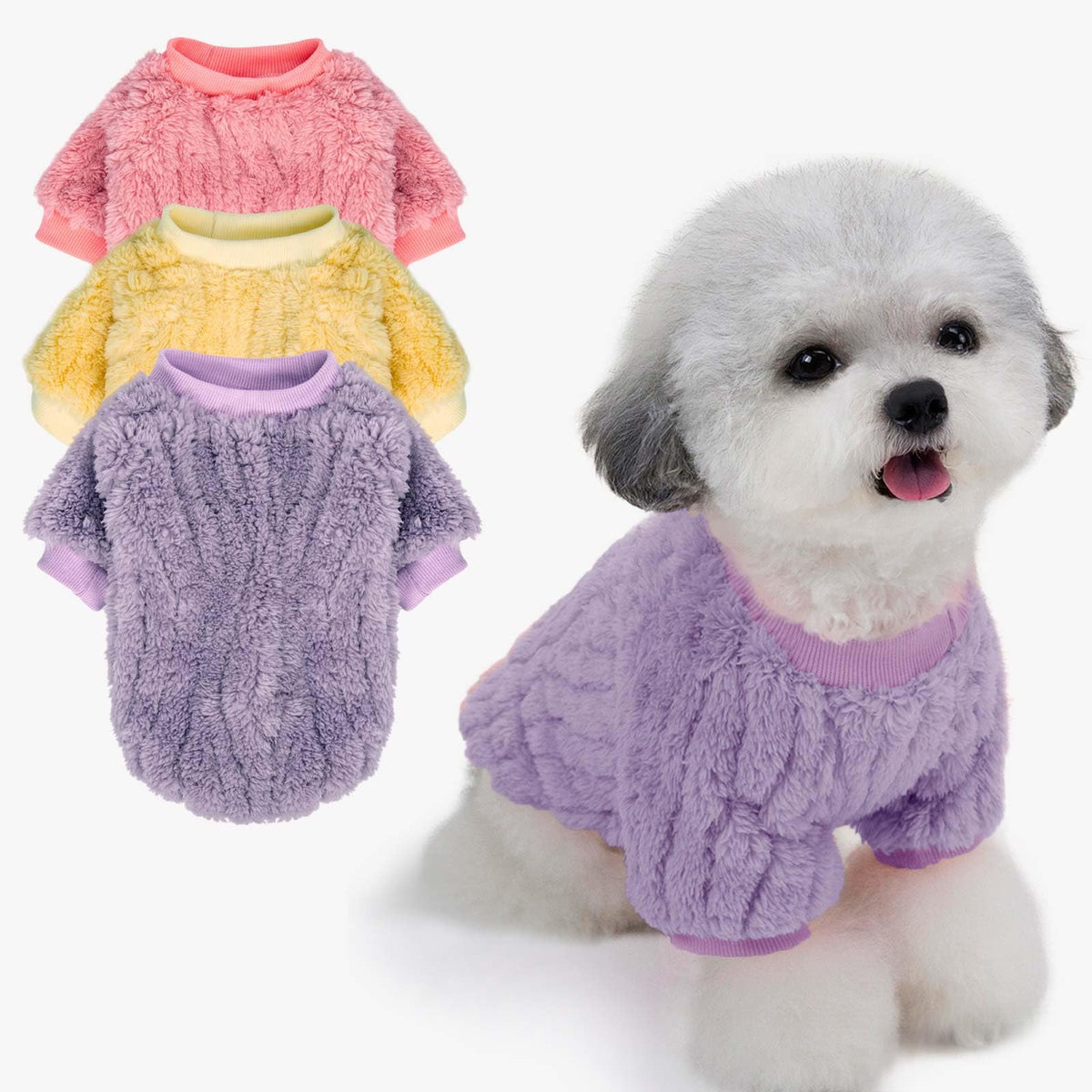 Dog Sweater 3 (Lavender,Pink,Butter yellow / X-Large)
