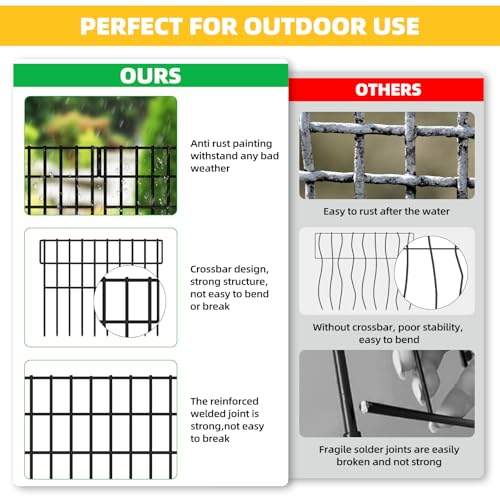 14 Panels Garden Fence Animal Barrier (Black / 14 Panels-19.83ft(L)x13in(H))