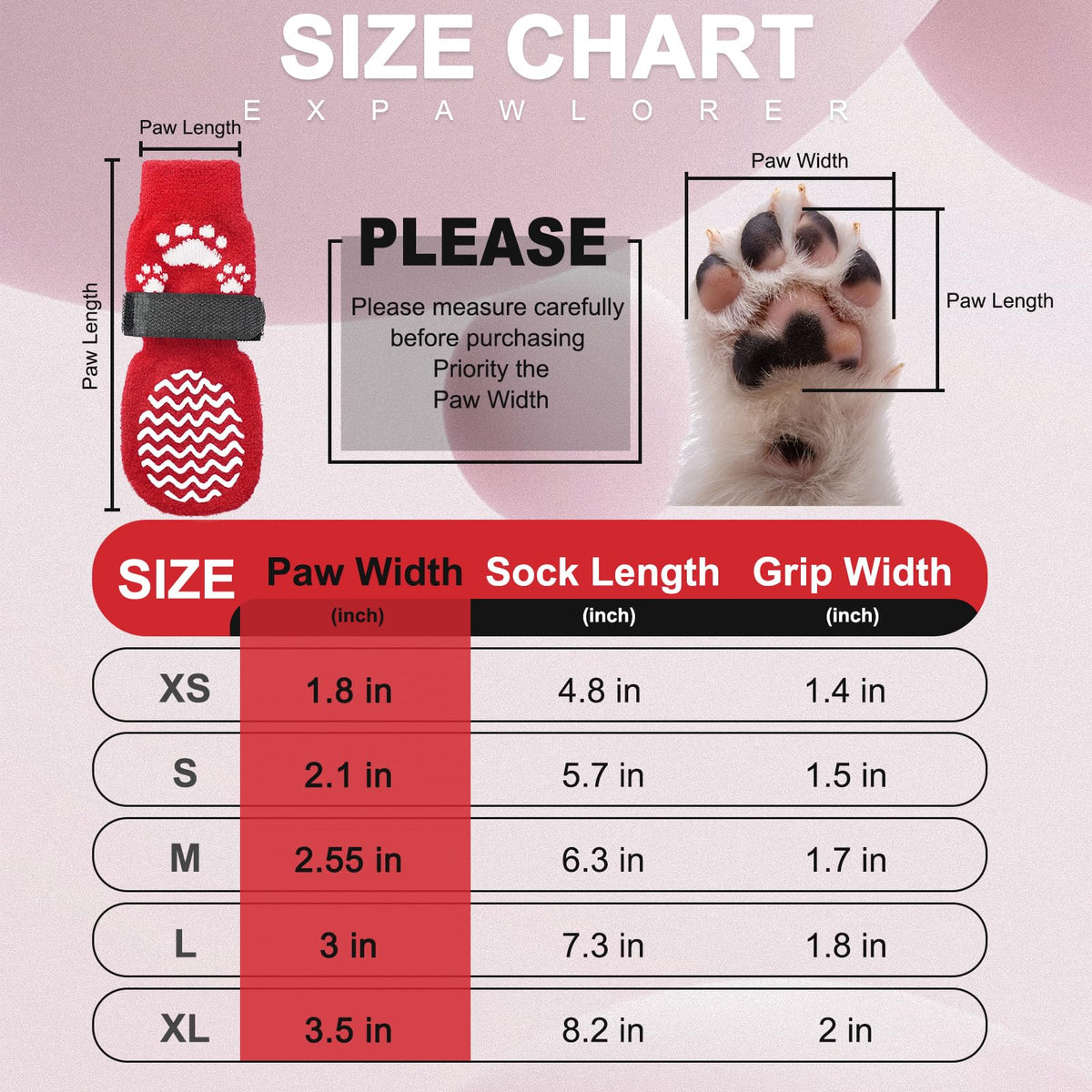 Anti Slip Dog Socks to Prevent Licking Paws for Hot Pavement (Thick Red / X-Small)